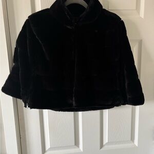 Betsey Johnson Black Faux Fur Puff/Ballero/Cropped Jacket